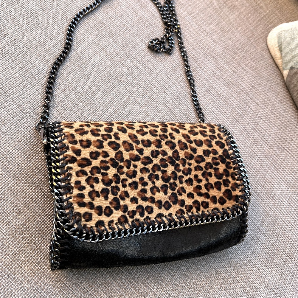 Genuine Leather Leopard-Print Clutch